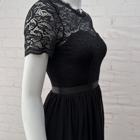 Dressystar Women Long Formal Black Dress Floral Lace Short Sleeve S - Picture 10 of 15